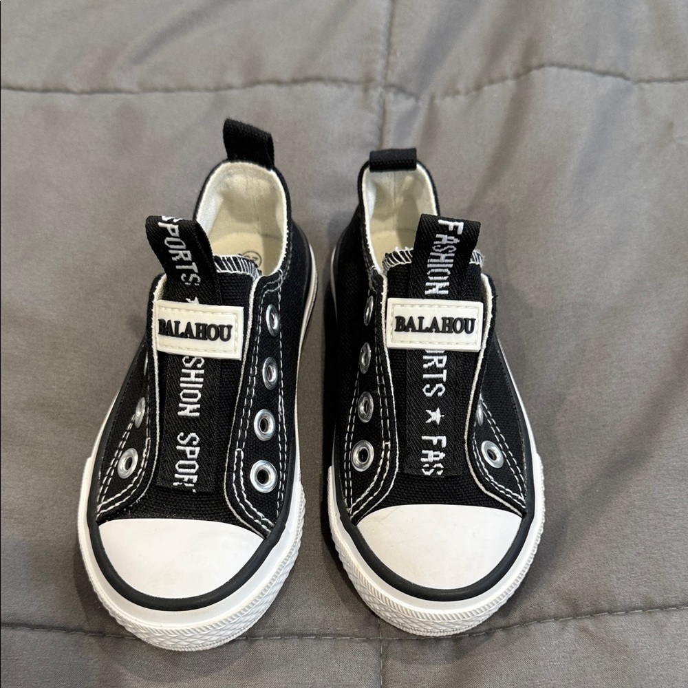 Bala Black and White Canvas Sneakers with Rubber Soles